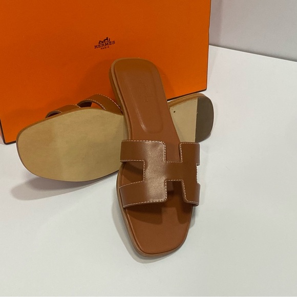 Hermes Brown Leather Slide Sandals SZ39 - Picture 6 of 6